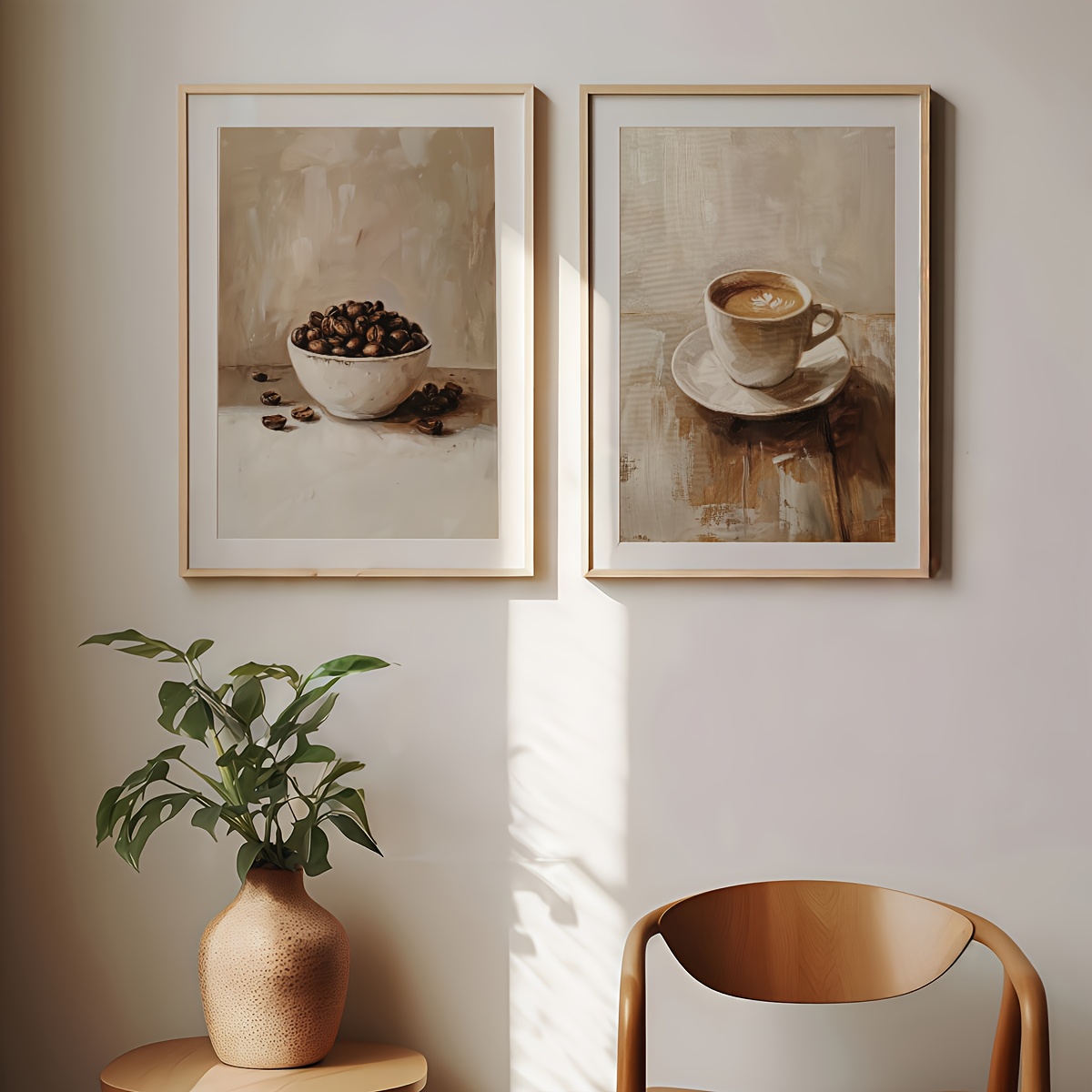 Abstract Canvas Set - 2pcs/set Coffee Cups and Coffee Beans