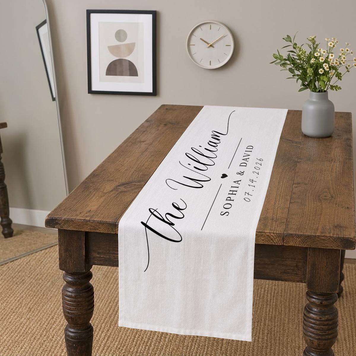 Table Runner - Custom Personalized Wedding Table Runner, Minimalist
