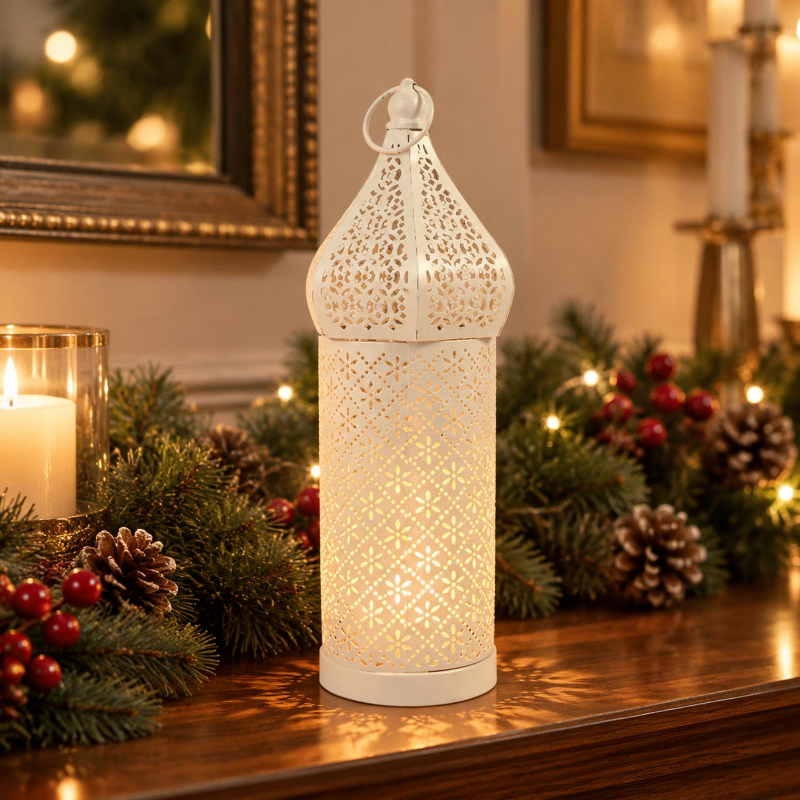 White Iron Moroccan Lantern Ca - огляд і ціна Candle Holder Decor