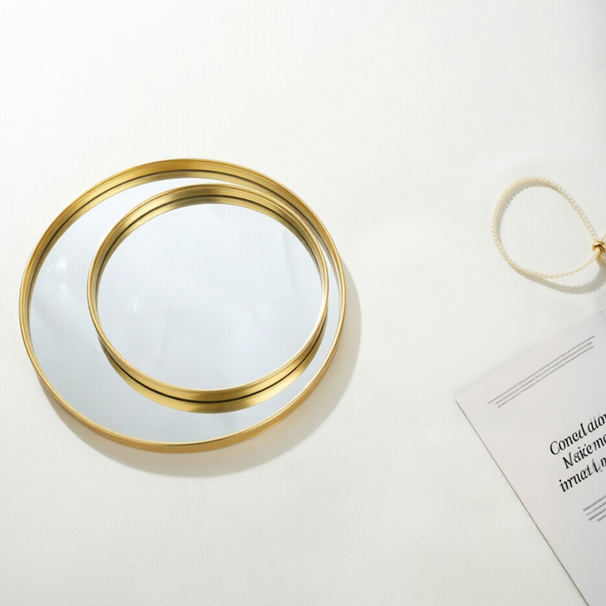Gold‑Toned Round Mirror Tray,  - огляд і ціна Decorative Mirror