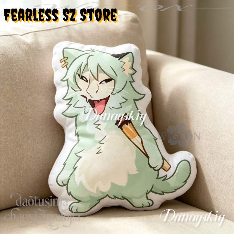 Chainsmoker Cat Q Version Doll - огляд і ціна Throw Pillow