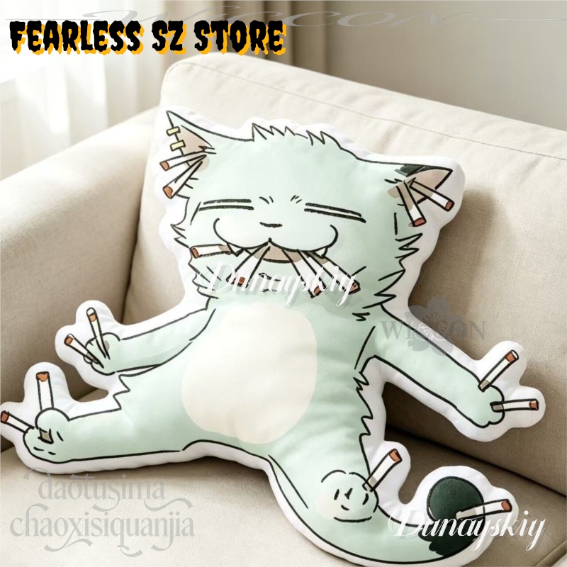 Chainsmoker Cat Q Version Doll - огляд і ціна Throw Pillow