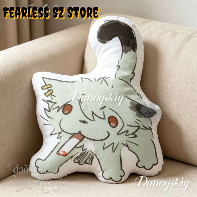 Chainsmoker Cat Q Version Doll - огляд і ціна Throw Pillow