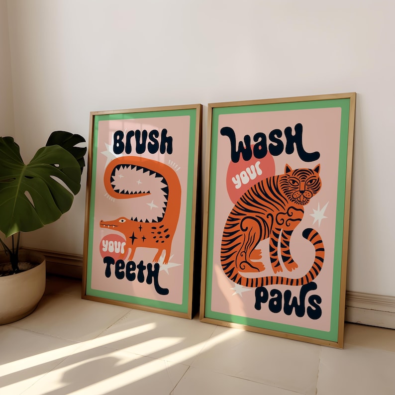 2pcs/set Tiger Wash Your Paws  - огляд і ціна Abstract Canvas Set